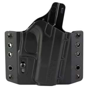 Black gun holster with multiple rivets
