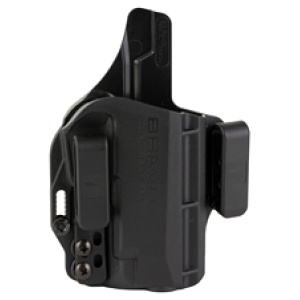 Black gun holster, side view, with clip