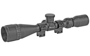Black rifle scope isolated on white background