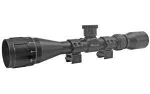 Black rifle scope with adjustment turrets