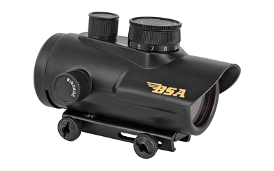 Black BSA rifle scope with adjustment knobs