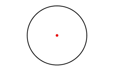 Black outlined circle with small red center dot