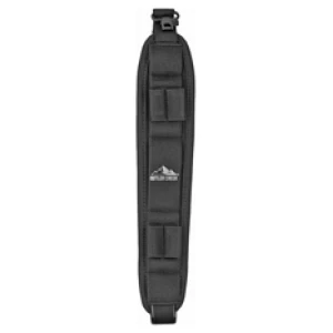 Black padded rifle sling with adjustable strap.