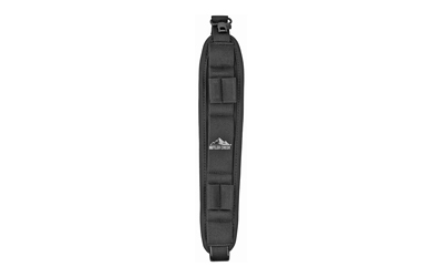 Black padded rifle sling with adjustable strap.