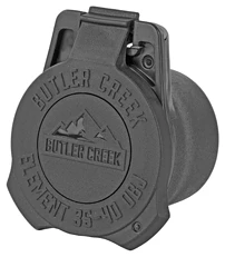 Butler Creek scope cap with logo and text.