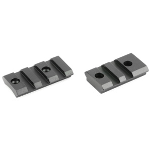 Two black metal scope mounting rails