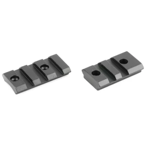 Two black metal scope mounting rails