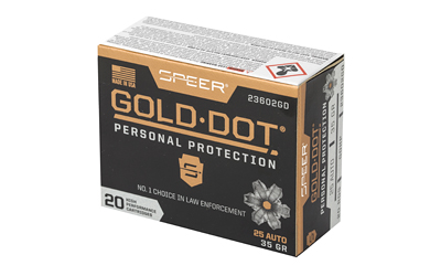 Speer Gold Dot 25 Auto ammunition box