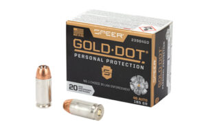 Speer Gold Dot .45 Auto ammunition box and cartridges
