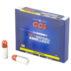 CCI 9mm Luger shotshells packaging and cartridges