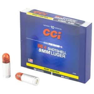 CCI 9mm Luger shotshells packaging and cartridges