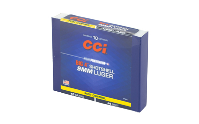 Box of CCI 9mm Luger shotshell ammunition.