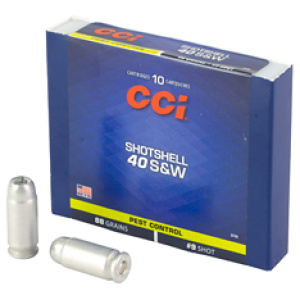CCI 40 S&W shotshell box and cartridges