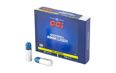 CCI Shotshell 9mm Luger ammunition box with bullets.