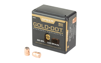 Speer Gold Dot 38 SPL ammunition box and bullets.