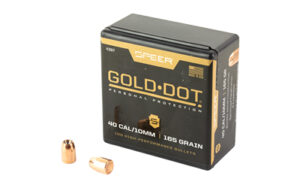 Speer Gold Dot 40 caliber ammunition box and bullets