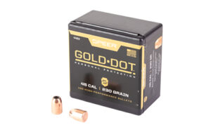 Speer Gold Dot 45 Colt ammunition box and bullets