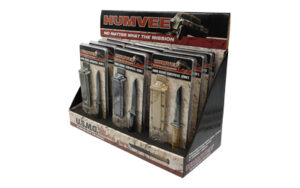 Humvee survival knives display in retail packaging
