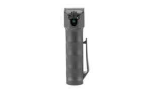 Black pepper spray canister with safety cap