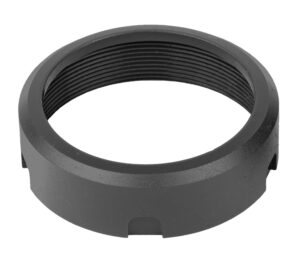 Metal barrel nut for firearm assembly.