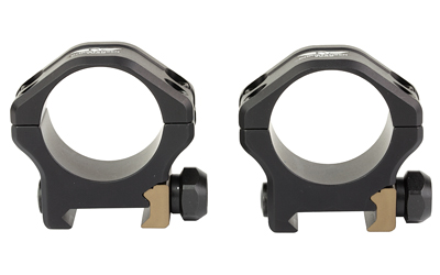 Two black rifle scope mounting rings