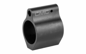 Black metal firearm gas block component