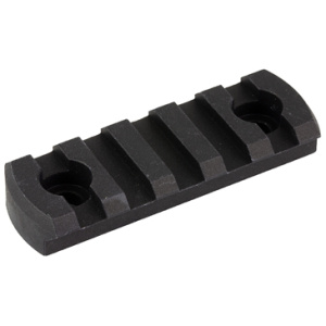 Black polymer Picatinny rail segment with slots