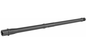 Long black metal barrel on white background