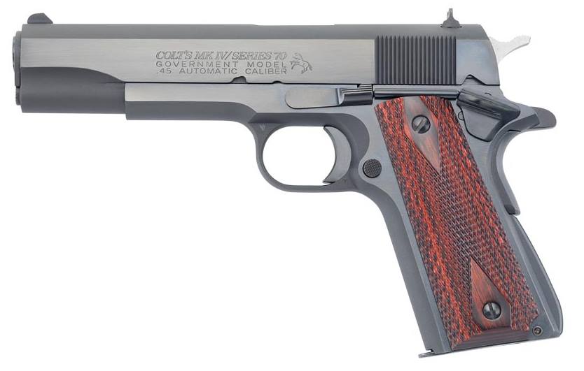 Colt Government Model Handgun .45 Auto 7rd Magazine 5" Barrel Blued Finish Fixed Sights