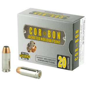 COR-BON hollow point ammunition box and bullets