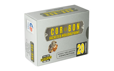 CorBon hollow point ammunition box, 20 cartridges.