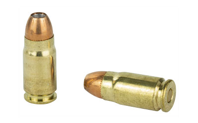Two brass bullets on white background