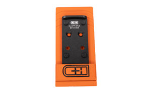 Orange laser level receiver with display and buttons