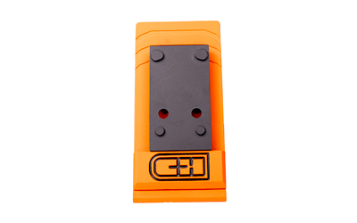 Orange electronic device with digital display and black panel