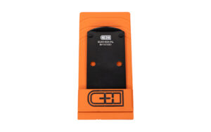 Orange handheld tracking device with black display panel