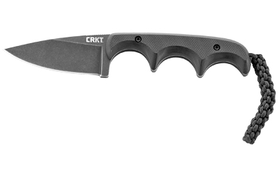 CRKT fixed-blade knife with finger grooves and lanyard