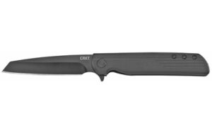 Black CRKT folding pocket knife on white background