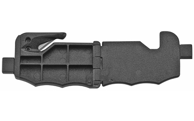 Black tactical folding knife with safety features