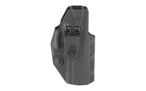 Black polymer handgun holster with belt clip