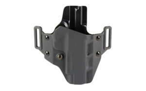 Black polymer handgun holster with belt clips