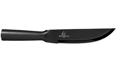 Black knife with straight blade and handle