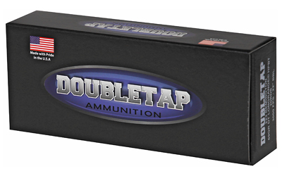 Doubletap ammunition box with American flag label.