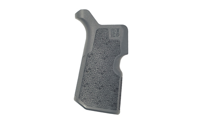 Black textured grip handle for tools or weapons.