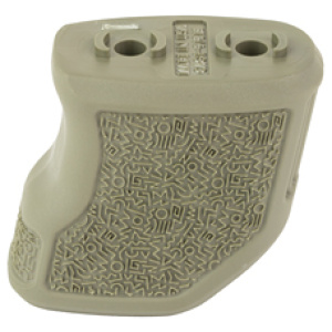 Textured beige grip component with engraved pattern.