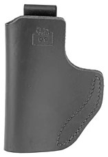 Black leather gun holster, simple design.