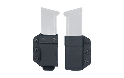 Two black magazine holsters with belt clips