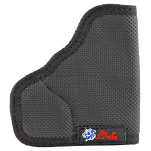Black-textured pocket holster for carrying small firearms.