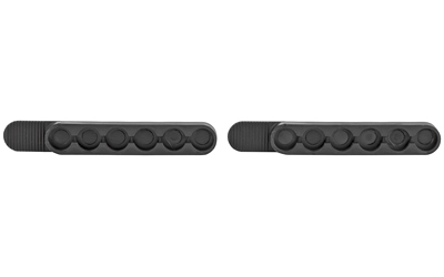 Two black molded grip pads for bicycles.