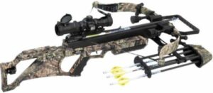 Camouflage crossbow with scope and arrows