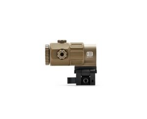 Tan EOTech magnifier optic on mounting base